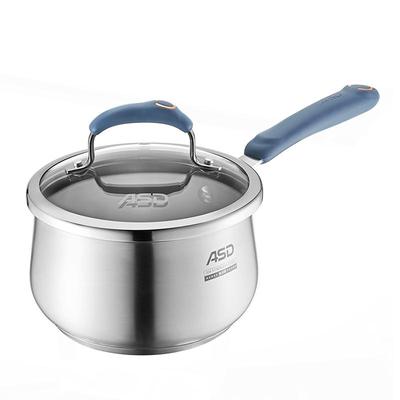 爱仕达加大加深加厚不锈钢奶锅