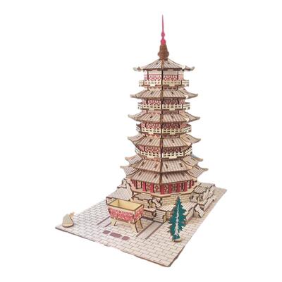 山西释迦木塔立体拼装应县佛宫寺 木质制拼图拼板DIY建筑模型玩具