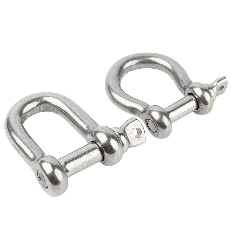 304不锈钢弓型卸扣船用D型起重吊钩U形马蹄卡扣M4M5M6M8M10-M16