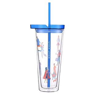 乐扣乐扣玻璃杯双层隔热耐高温水杯女带吸管简约马克杯男泡茶杯