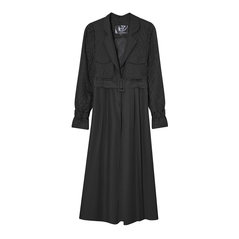 白鹿语长款复古风修身型棉服