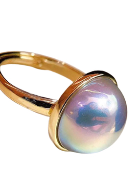 14k注金戒指仿马贝爱心圆形戒指