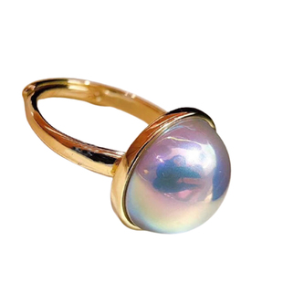 14k注金星空蓝进口仿马贝经典圆形 爱心 光板戒指 时尚高端送女友