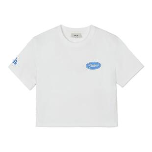 MLB官方 女款学院风短袖圆领刺绣logo短款宽松T恤24夏季新款TSV18