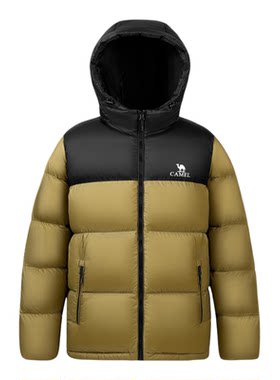 连帽骆驼男装火山短款羽绒服