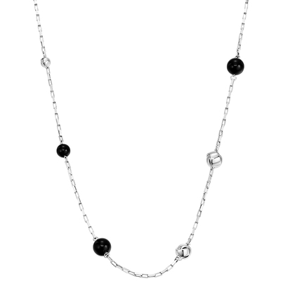 白岚S925黑玛瑙银饰女时尚项链