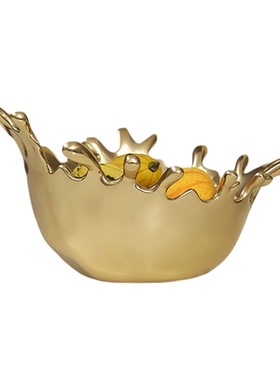 迪斯凯 印度进口现代轻奢设计感水滴开花装饰碗 创意金属花器摆件