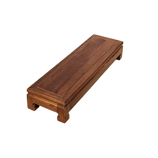 实木脚踏凳黑胡桃色中式台阶一层踩脚凳奇石鱼缸底座摆件台增高