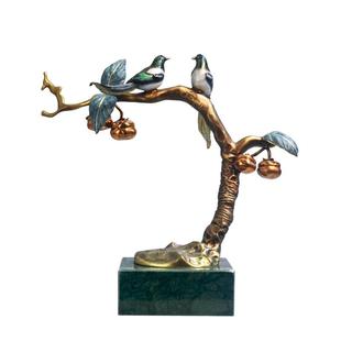 全铜喜鹊双喜临门柿子摆件客厅玄关电视柜酒柜装饰品乔迁新居礼物