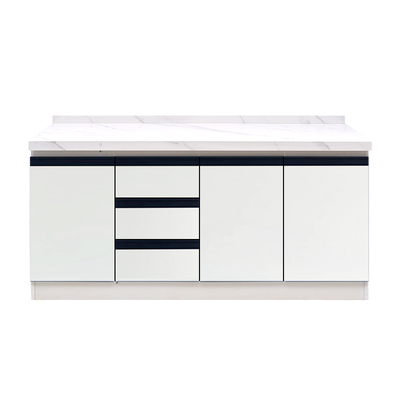 厨房简易橱柜大理石台面灶台柜一体组装水槽柜家用整体厨柜定制