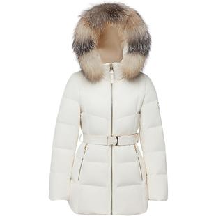 波司登25新款羽绒服女高端商务大毛领中长款收腰显瘦保暖90鹅绒