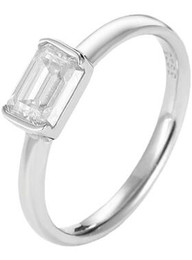 祖母绿莫桑钻单钻纯银戒指