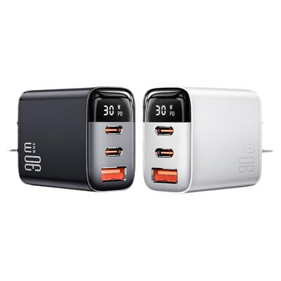 能适30w充电器头三口数显快充线20w双口多功能双typec适用华为苹果pd手机插头通用闪充9V5v3a多口多孔安卓usb