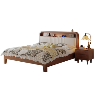 政府补贴蓝色理想法式中古风多功能软靠陪读床1.8米双人卧室大床