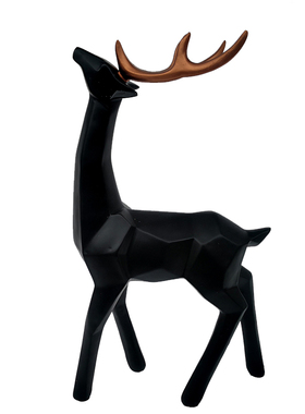 欧式风轻奢黑色客厅玄关麋鹿摆件