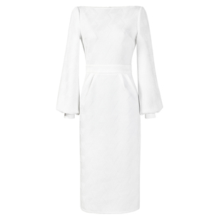 2025秋季新款气质连衣裙长袖白色针织欧美高端大牌高冷女神范女装