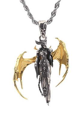 Vintage古着恶魔天使吊坠项链