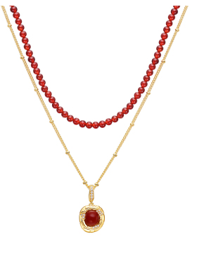 ARSIS蛇纹祥瑞双层叠链红色项链