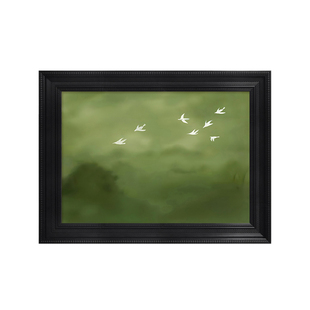 法式复古挂画高级感中古风玄关背景墙装饰画小众绿色客厅沙发壁画