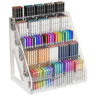 马克笔收纳盒大容量分格亚克力儿童书桌收纳水彩画笔置物架笔筒