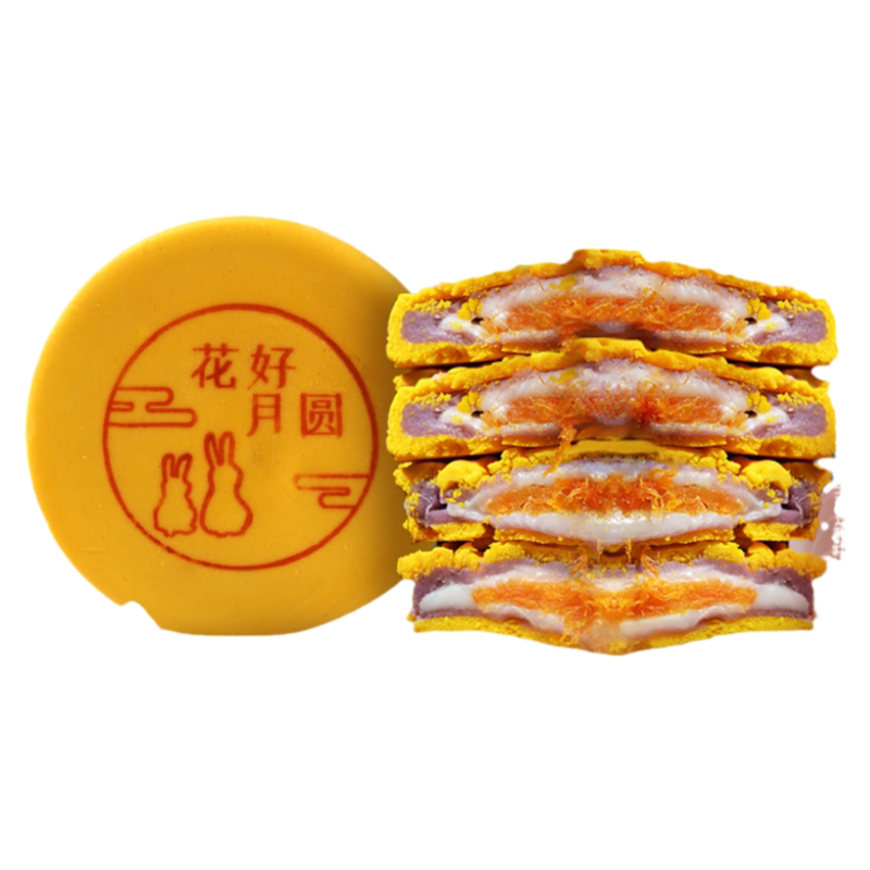 中秋月饼礼盒胖东同款来咸蛋黄芋泥麻薯闽南大月饼福饼一个装送人