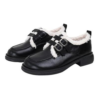 毛毛鞋厚底保暖加厚英伦风小皮鞋