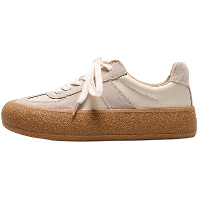 柒步森林厚底真皮休闲德训鞋