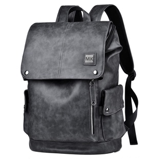 MK男士休闲电脑包双肩背包真皮时尚旅行包户外商务潮牌大容量书包
