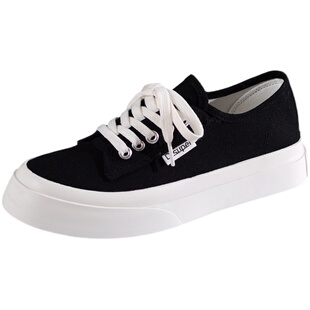 小众大头帆布鞋女2024夏季薄款网红方头百搭春秋潮鞋小白鞋小黑鞋