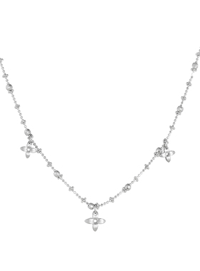 AHCHOO 静奢S925车花碎冰冰项链十字花朵吊坠配链素链锁骨链颈链