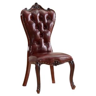 美式乡村实木扶手椅子欧式靠背软包洽谈餐椅扶手椅书房家用电脑椅