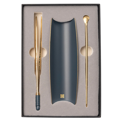 纯铜大漆工艺现代轻奢茶则三件套