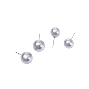 S999纯银施家灰色真多麻珍珠耳钉女轻奢简约高级感气质耳环耳饰