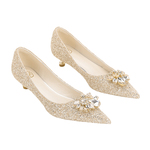 平底低跟主婚纱婚鞋新娘水晶香槟色不累脚2024年新款禾秀两穿孕妇