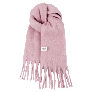 粉色围巾女冬季2025新款高级韩系氛围感马海毛加厚保暖百搭围脖