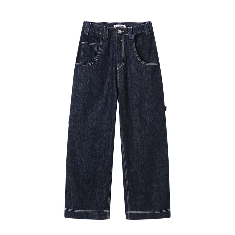 白口阳【萨维尔街】复古水洗丹宁原浆牛仔裤男生休闲拖地阔腿长裤