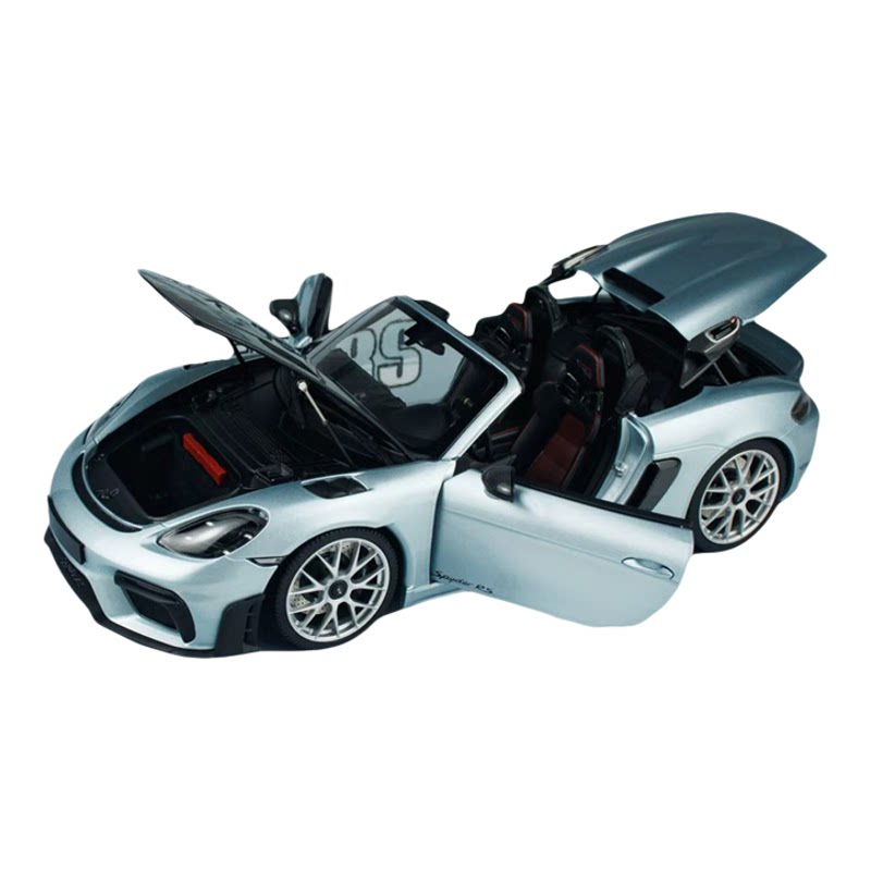 迷你切 1:18 保时捷 718 SPYDER RS 卡曼GT4 合金全开汽车模型蓝