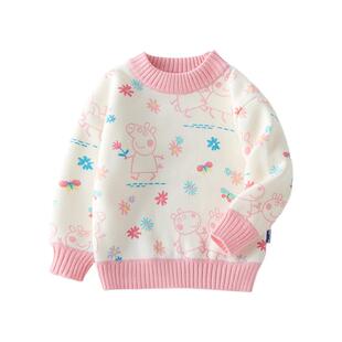 【清仓】小猪佩奇宝宝毛衣加绒加厚女童针织打底衫秋冬季儿童毛衣