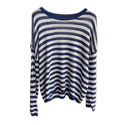 AMR UU◆时髦条纹衫～慵懒风显瘦漂亮薄款针织衫上衣女2026春夏新