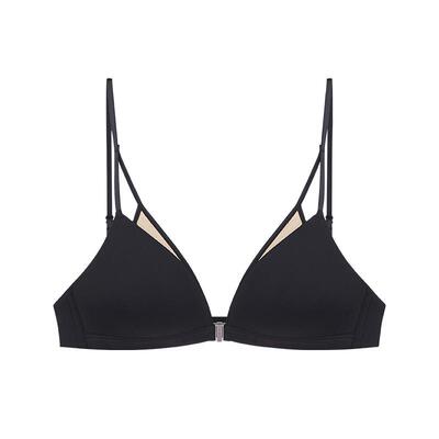 网纱撞色前扣美背内衣U型大露背