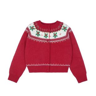 LLANO落雪圣诞岛冬青费尔岛针织开衫北欧复古毛衣上衣外套女秋冬