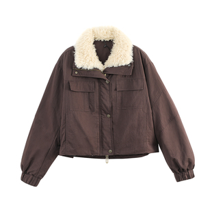 【商场同款】X--MOOM2025冬季新款小个子轻工装毛领羽绒服短外套