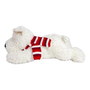 新款西高地犬围巾大狗狗玩偶趴姿白色卷毛小狗送情侣儿童生日礼物