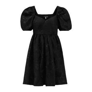 超好看独特漂亮掐腰小黑裙特别绝美在逃公主蓬蓬连衣裙法式晚礼服