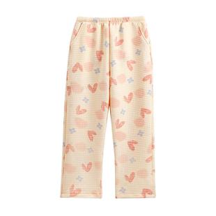 芬腾空气棉睡裤女秋冬季纯棉夹层长裤加厚保暖宽松可爱家居裤单裤