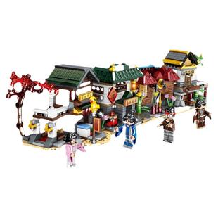 明迪乐国潮古风街景高拼装积木拼装益智模型古代建筑六一玩具散批