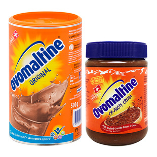 阿华田ovomaltine瑞士进口巧克力冲饮烘焙可可粉500g+酷脆酱380g
