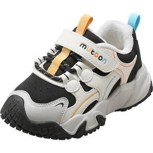 牧童儿童运动鞋2025冬季新款小男孩皮面户外鞋女童加绒小童二棉鞋