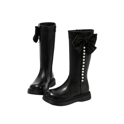 女宝高筒长靴加绒马丁靴软底皮靴