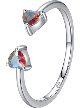 摩典纯银可爱ins网红心形开口戒